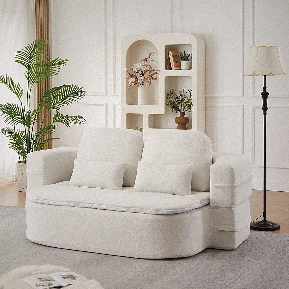 75''2-in-1 Foldable Sofa,Convertible Sleeper Foam Sofa Bed w/Multi Functional B