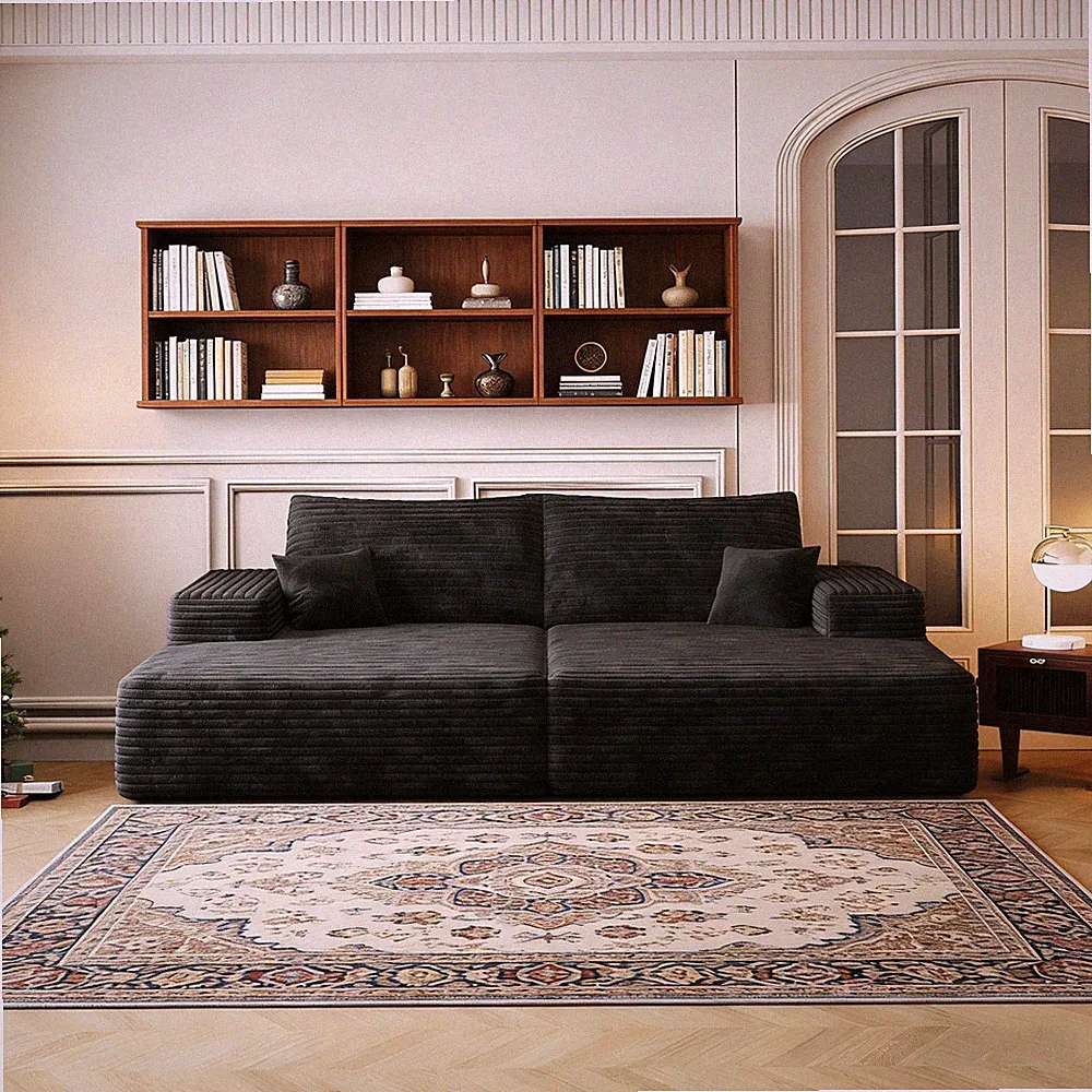 75" Chaise Lounge Chair Indoor Sectional Double Boneless Couches for Living Room
