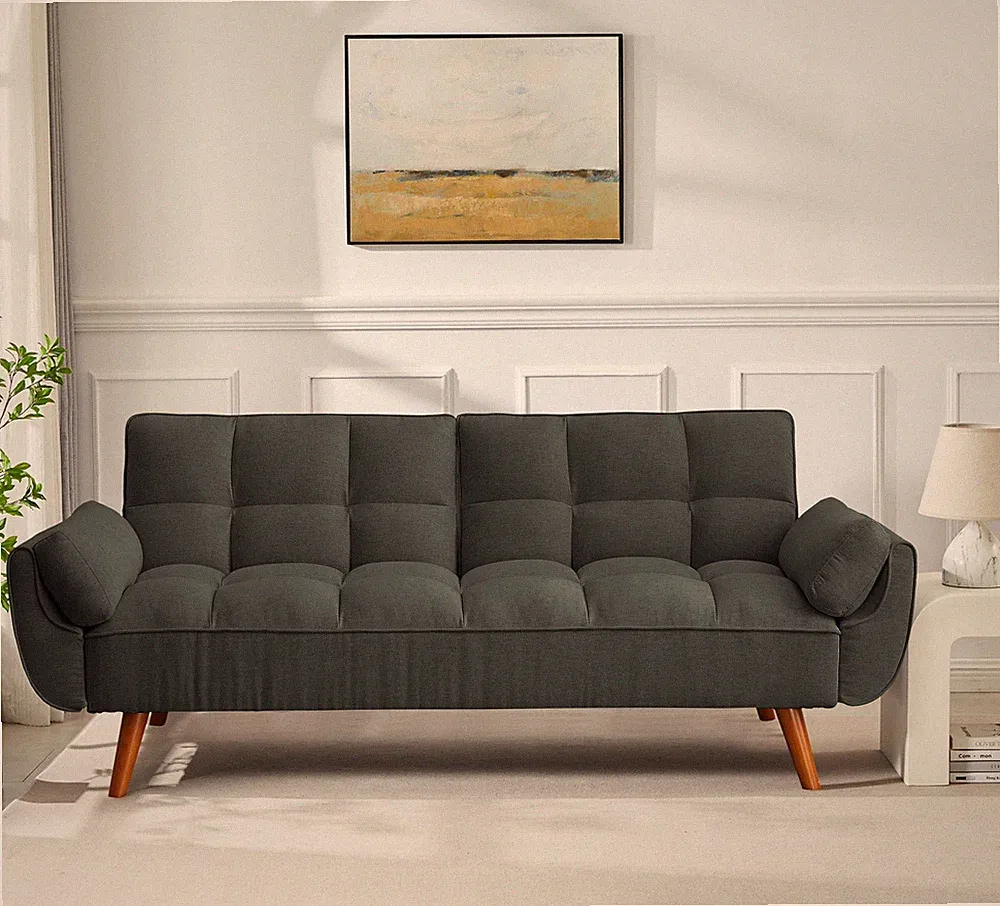 75" Convertible Sofa Bed Loveseat Adjustable Backrest Double Sleeper Wood Frame