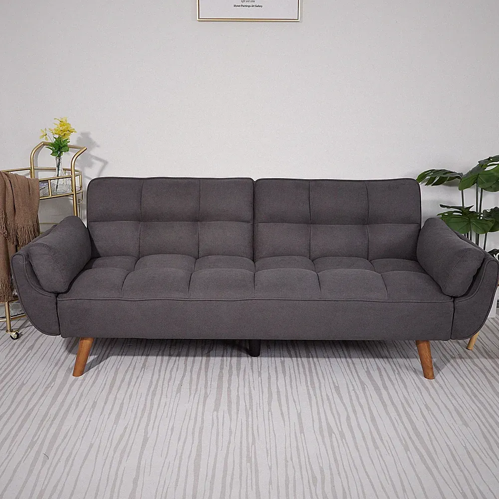 75" Flared Arm Convertible Sleeper Sofa in Dark Gray