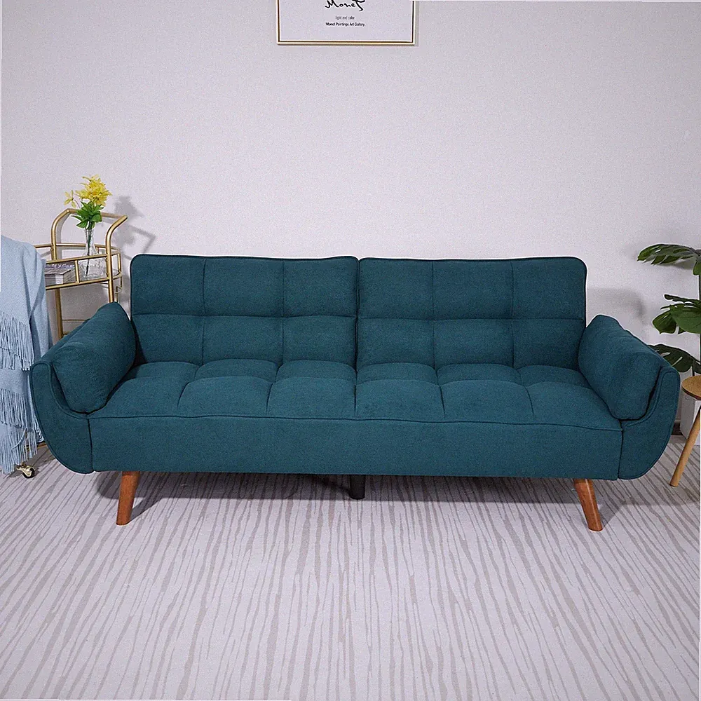 75" Flared Arm Convertible Sleeper Sofa in Green