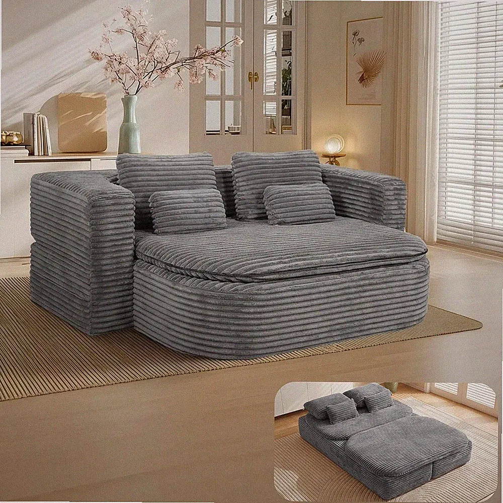 75'' Folding Sleeper Sofa Bed, Convertible Memory Foam Boneless Couch, Foldable