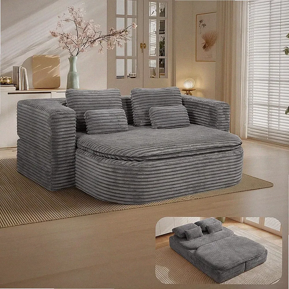75'' Folding Sleeper Sofa Bed Memory Foam Fold Out Couch Boneless Foldable Full