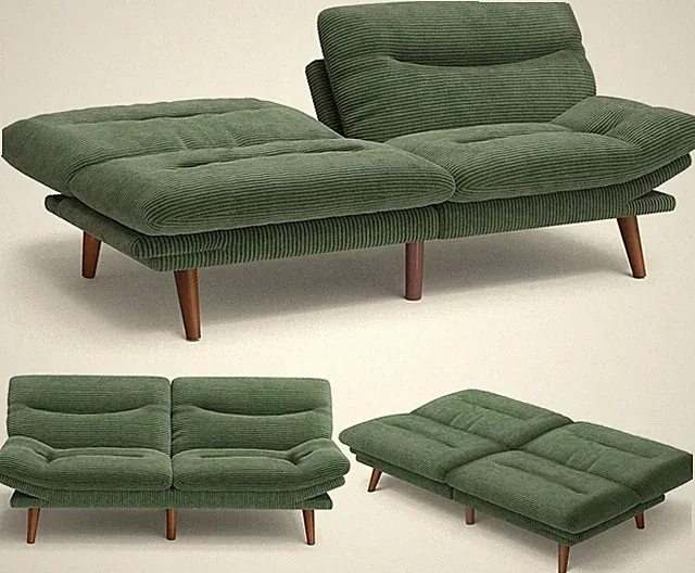 75" Green 3-in-1 Futon Sofa Bed with Adjustable Backrest for Ultimate Comfort