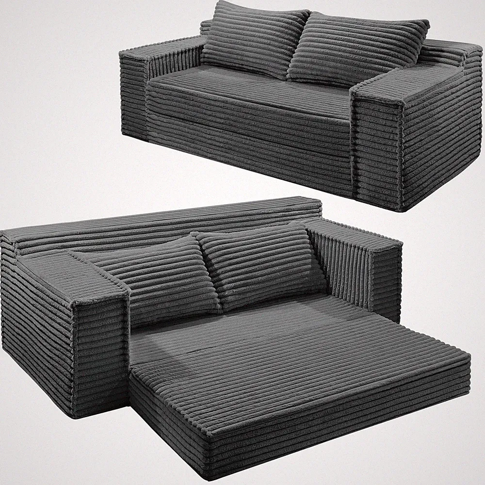 75" Queen Convertible Sofa Bed, No Assembly Modern Boneless Couch Sofa in Box