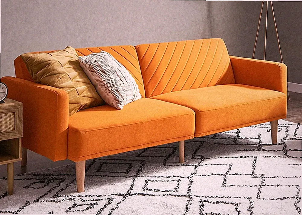 76.4" Futon Sofa Bed Couch Loveseat Sleeper Sofa Mid Century Modern Futon Couch