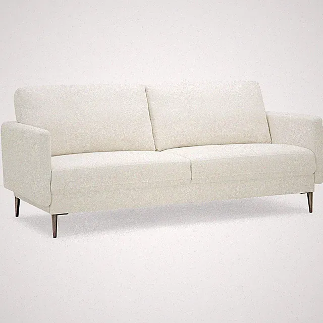 76.5" Fabric Sofa Couch Living Room Small Apartment Furniture w/ Metal Leg White