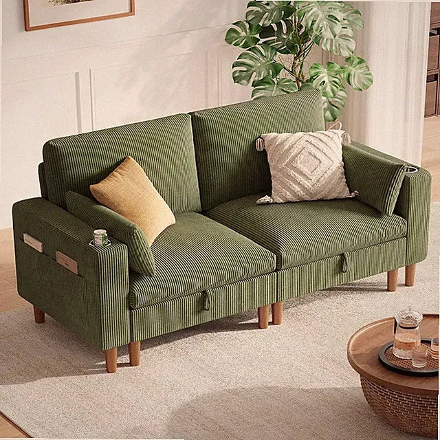 76" Modular Sectional Love Seat Sofa with Storage, 2-Seat Cloud Couch with 2 Pil