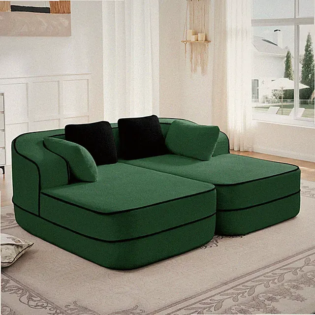 77.2" Teddy Fabric No Assembly 32D High Density sponge Boneless Sofa,Fluffy Com