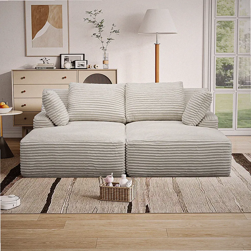 77.8" Oversized Double Chaise Lounge, Cloud Plush Sofa Bed, Upholstered Sleeper