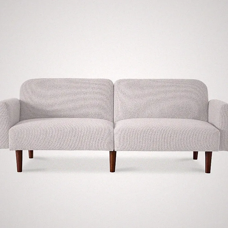 77" Mid Century Boucle Loveseat Couch Convertible Sofa Sleeper Bed W/Real Wood