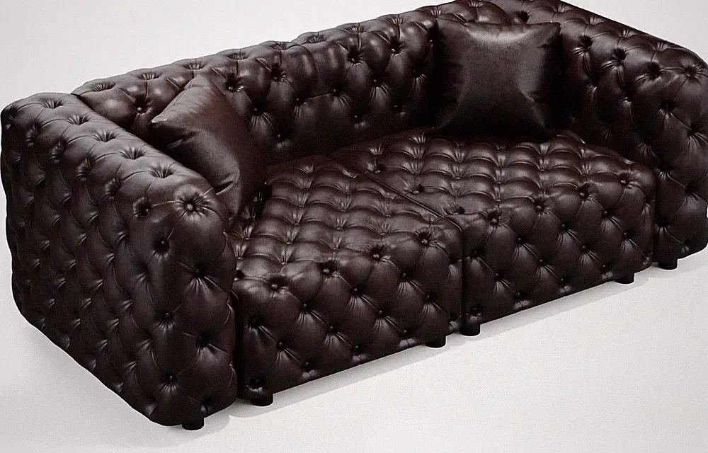 77" Modern Sofa,Faux Leather Upholstered Modular 2-Seater Sectional Couch Brown