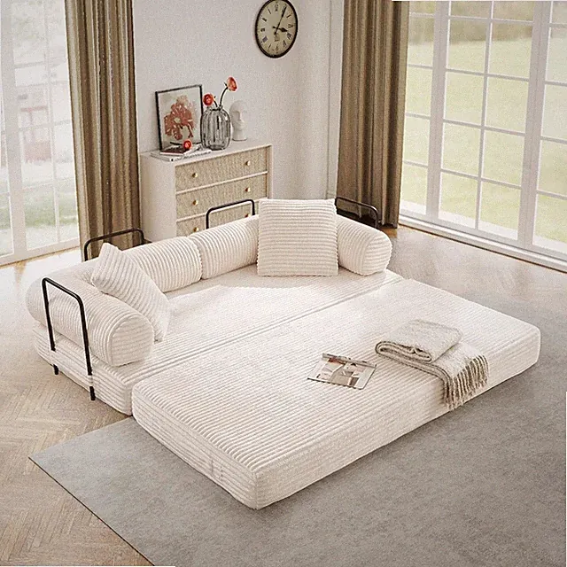 78.5" Convertible Sleeper Sofa Bed Corduroy Upholstered Modular Boneless Couch