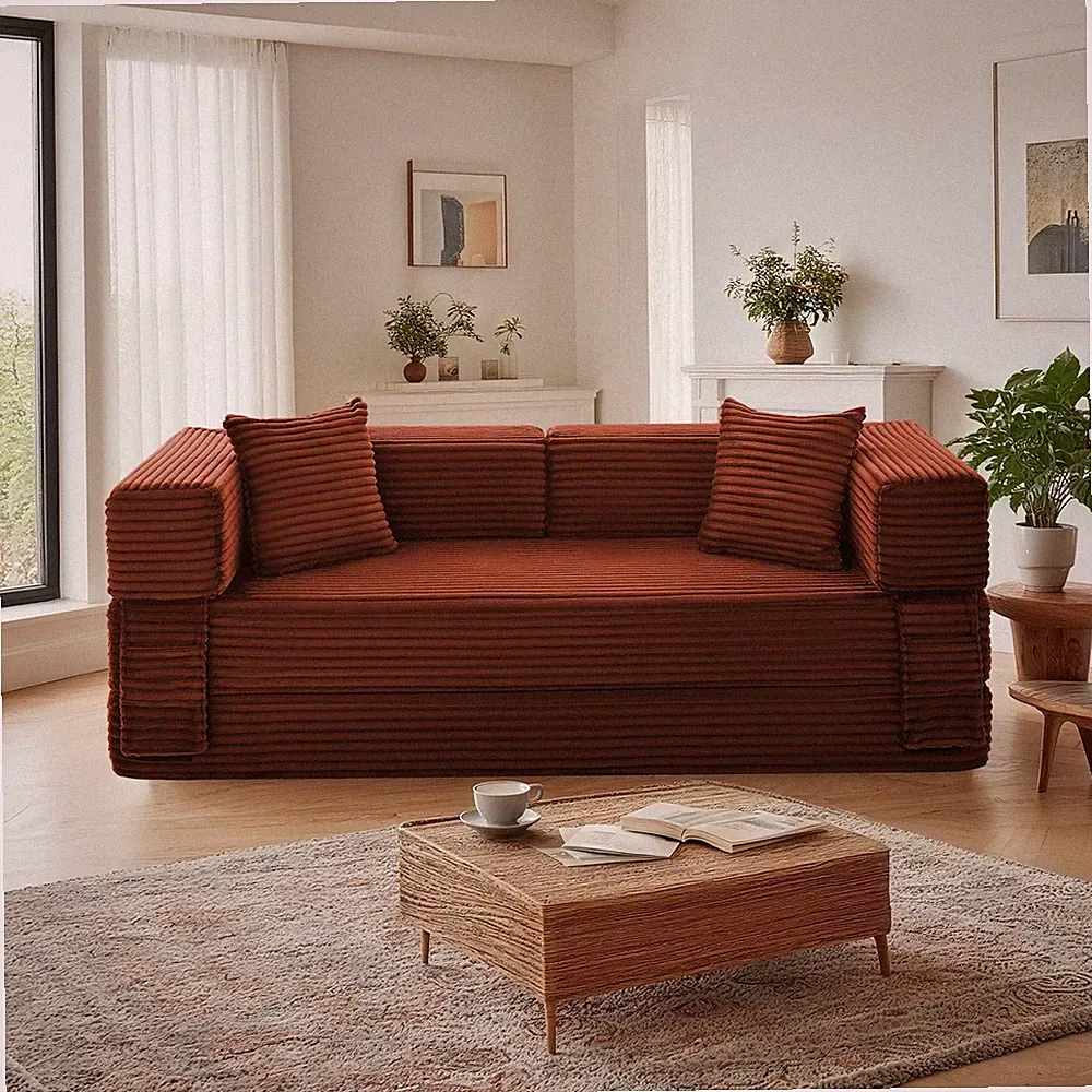 78" 5-in-1 Convertible Sofa Bed, Boneless Sofa Pull-Out Sleeper for Small Spaces