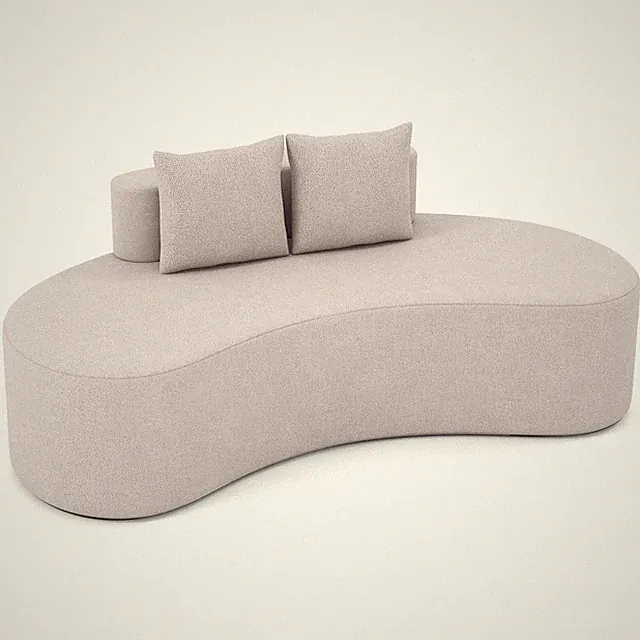 78.5" Sofa Couch Upholstered Curved Sofa with 2 Cozy Pillows Low Backrest Grey
