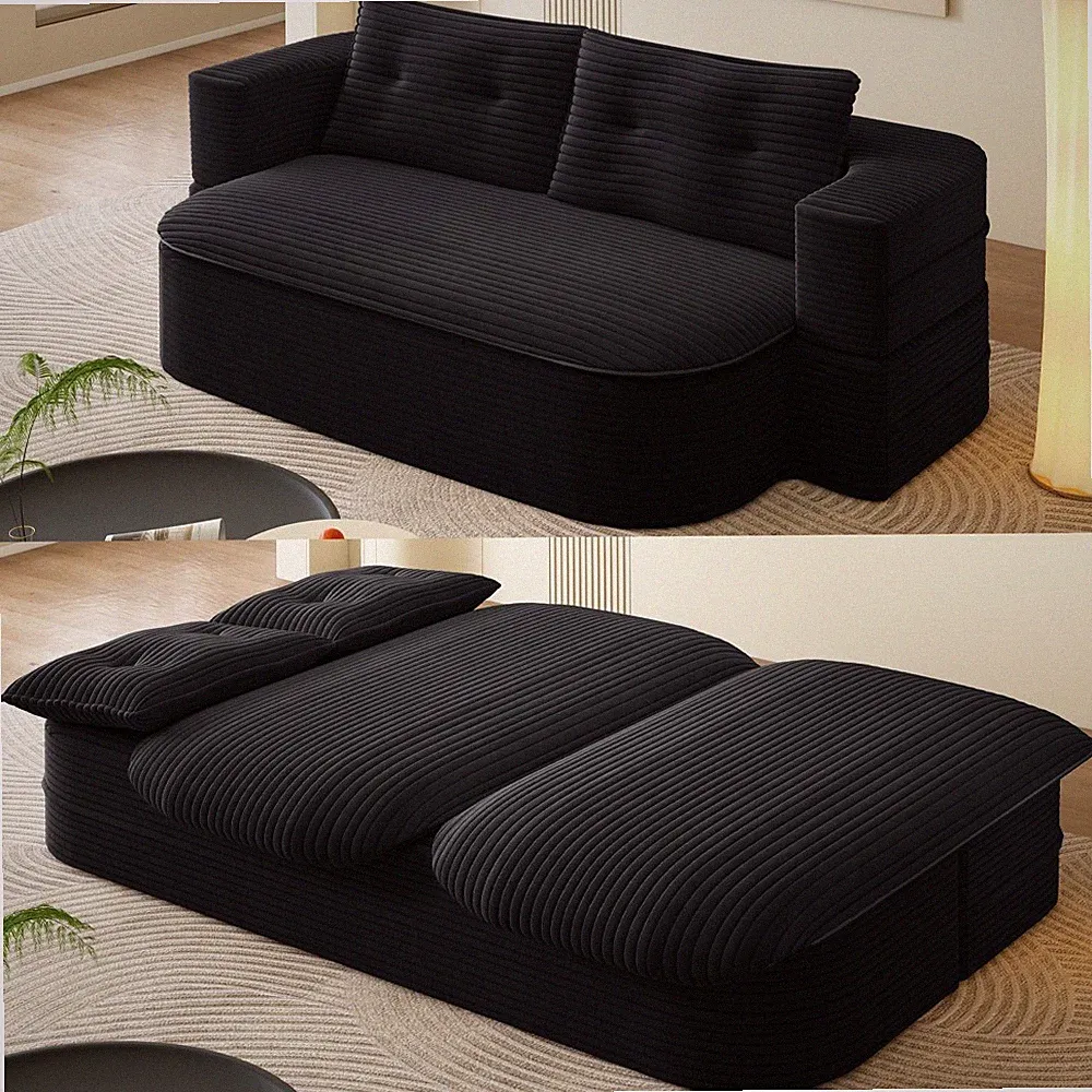 78.7" 2 in 1 Convertible Sofa Bed with Blanket 2 Pillows Couch Foldable Sofa US