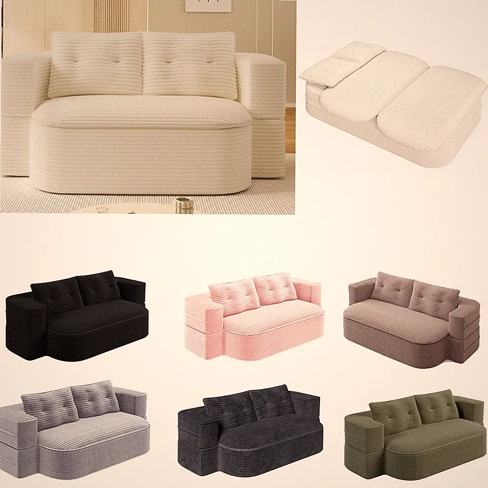 78.7" 2 in 1 Foldable Sofa with Blanket 2 Pillows Convertible Sofa Bed Couch US