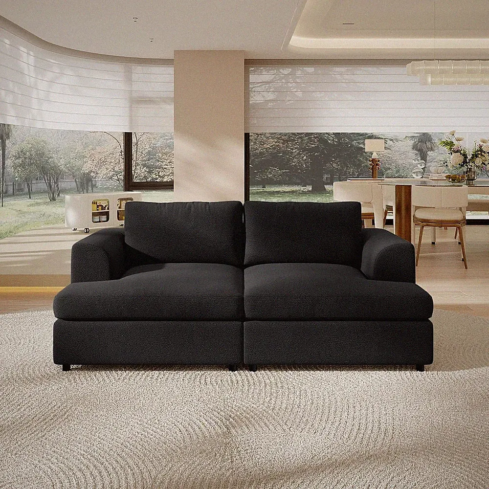 78.7" Boucle Modular Loveseat Sofa, Upholstered Deep Seat Modular 2-Seats Sectio