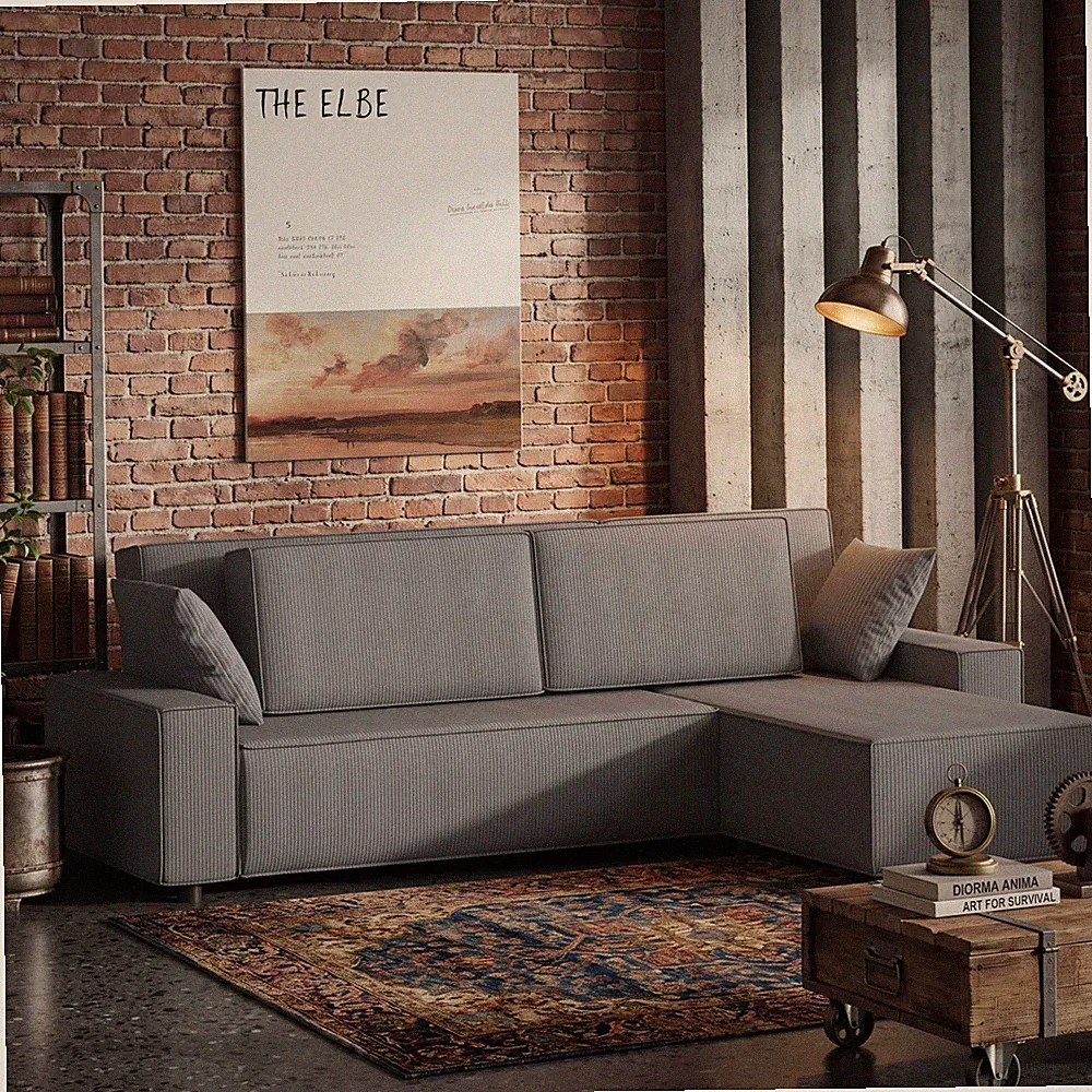 78.7" Grey L Shape Sectional Sofa Left Chaise Mem Foam Deep Seat