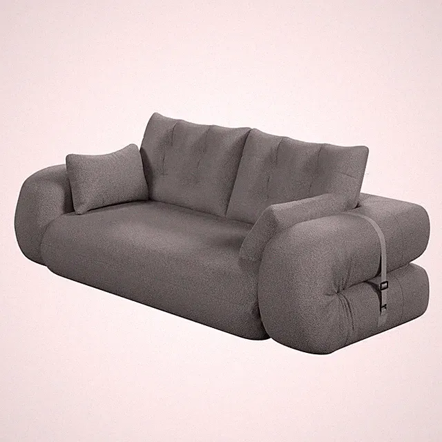 78.7 In. W Grey Teddy Fabric Full Size Multi-Functional Foldable Sofa Bed, Compr