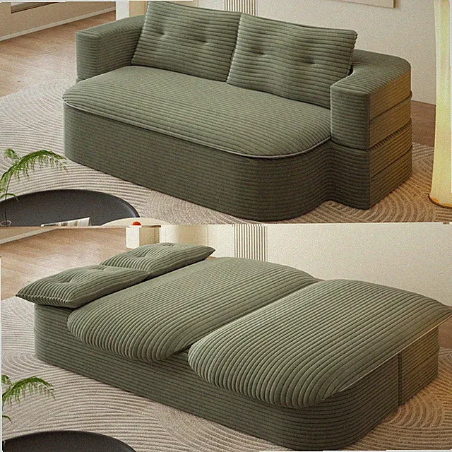 78.7" Modern 2-in-1 Foldable Sofa w/Functional Blanket and 2 Soft Pillows,Co
