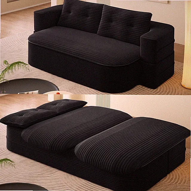 78.7" Modern 2-in-1 Foldable Sofa w/Functional Blanket and 2 Soft Pillows,Comfo