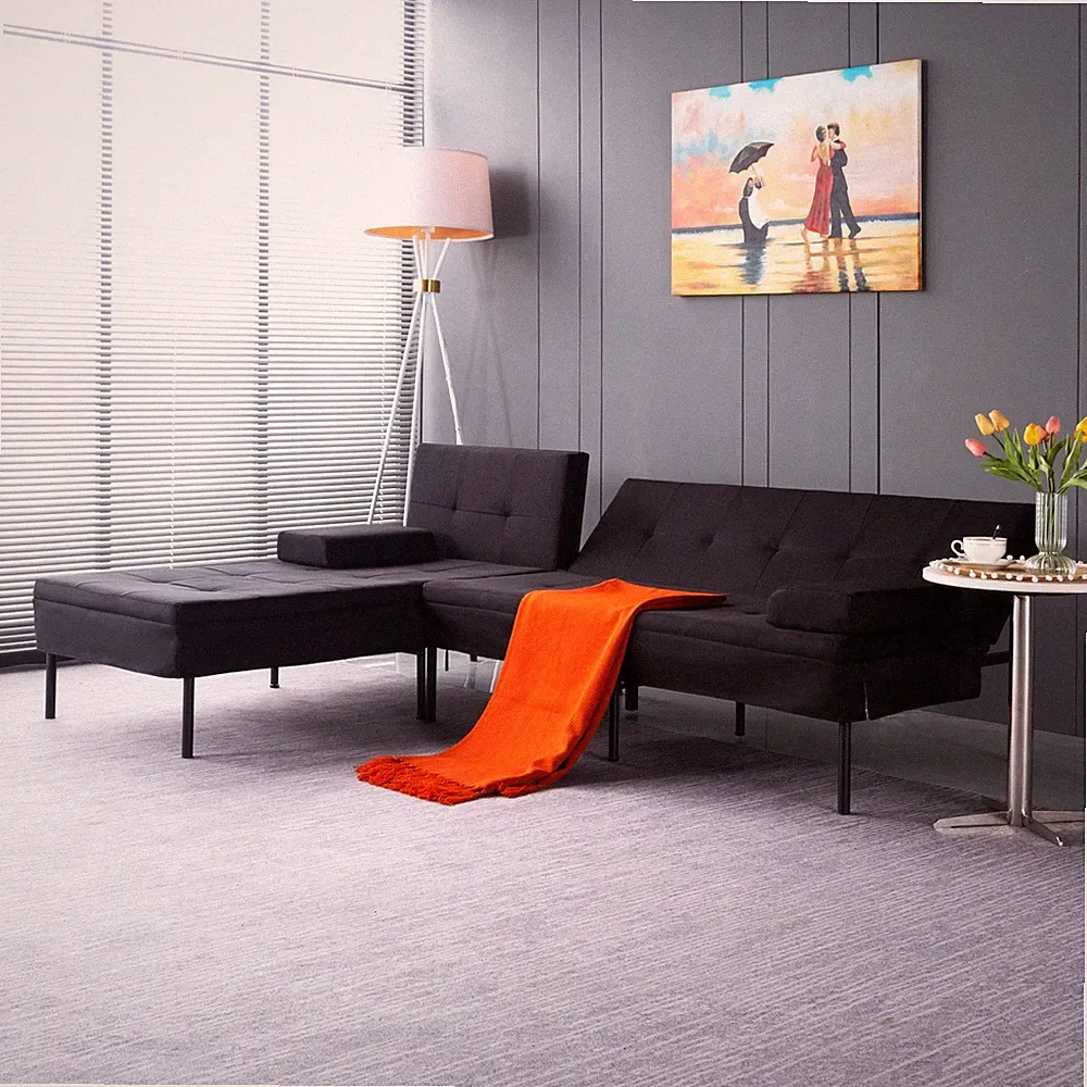 78.7" Reversible L-Shape Convertible Sectional Sofa Bed Sleeper Futon 5 Position