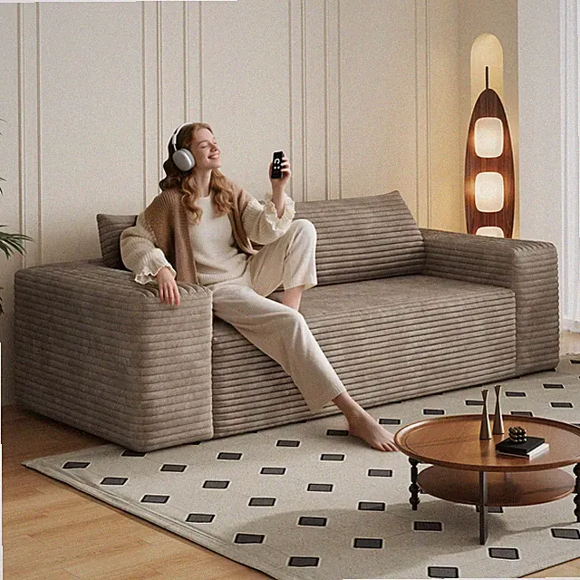 78.8" 3Setaser Sofa,Corduroy Fabric,Deep Seat Couches,Comfy Loveseat Sofa,No A