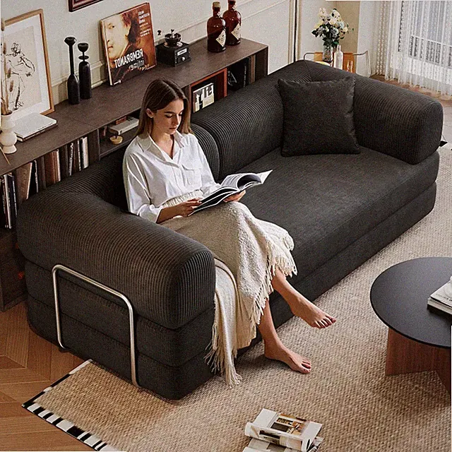 78.8" Compression Convertible Sofa Bed Corduroy No Assembly Boneless Loveseat