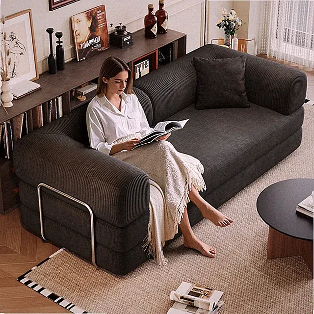 78.8" Compression Sofa,Convertible Floor Sofa Bed-with Pillow Back Support Armre