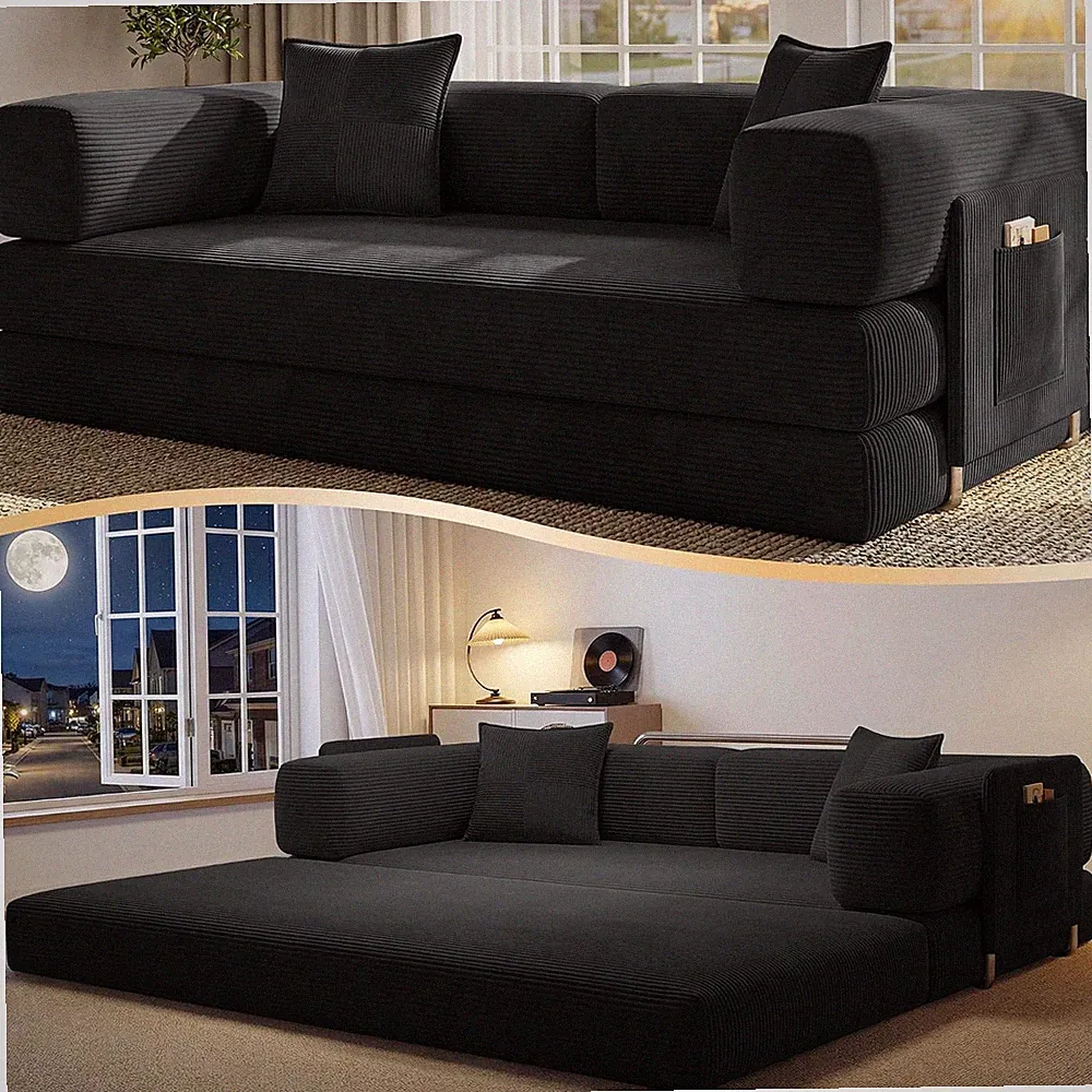 78.8" Convertible Futon Sofa Bed Boneless Couch for Living Room