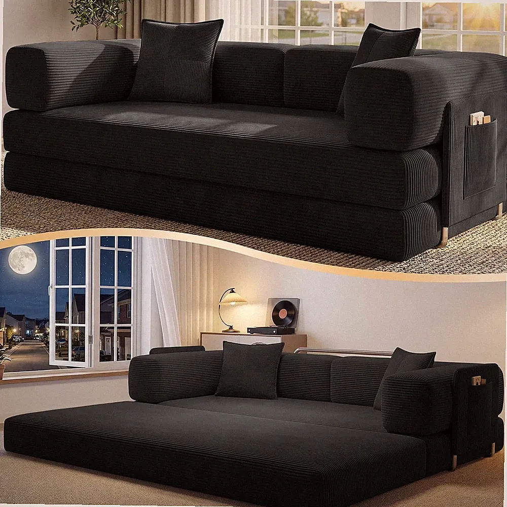 78.8" Convertible Futon Sofa Bed Boneless Couch for Living Room