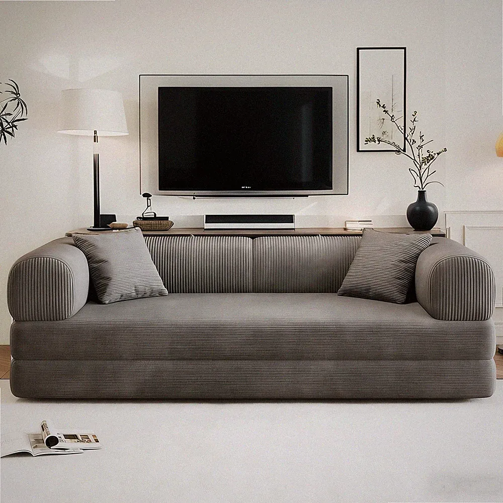78.8" Convertible Sleeper Sofa Bed Corduroy Upholstered Modular Boneless Couch