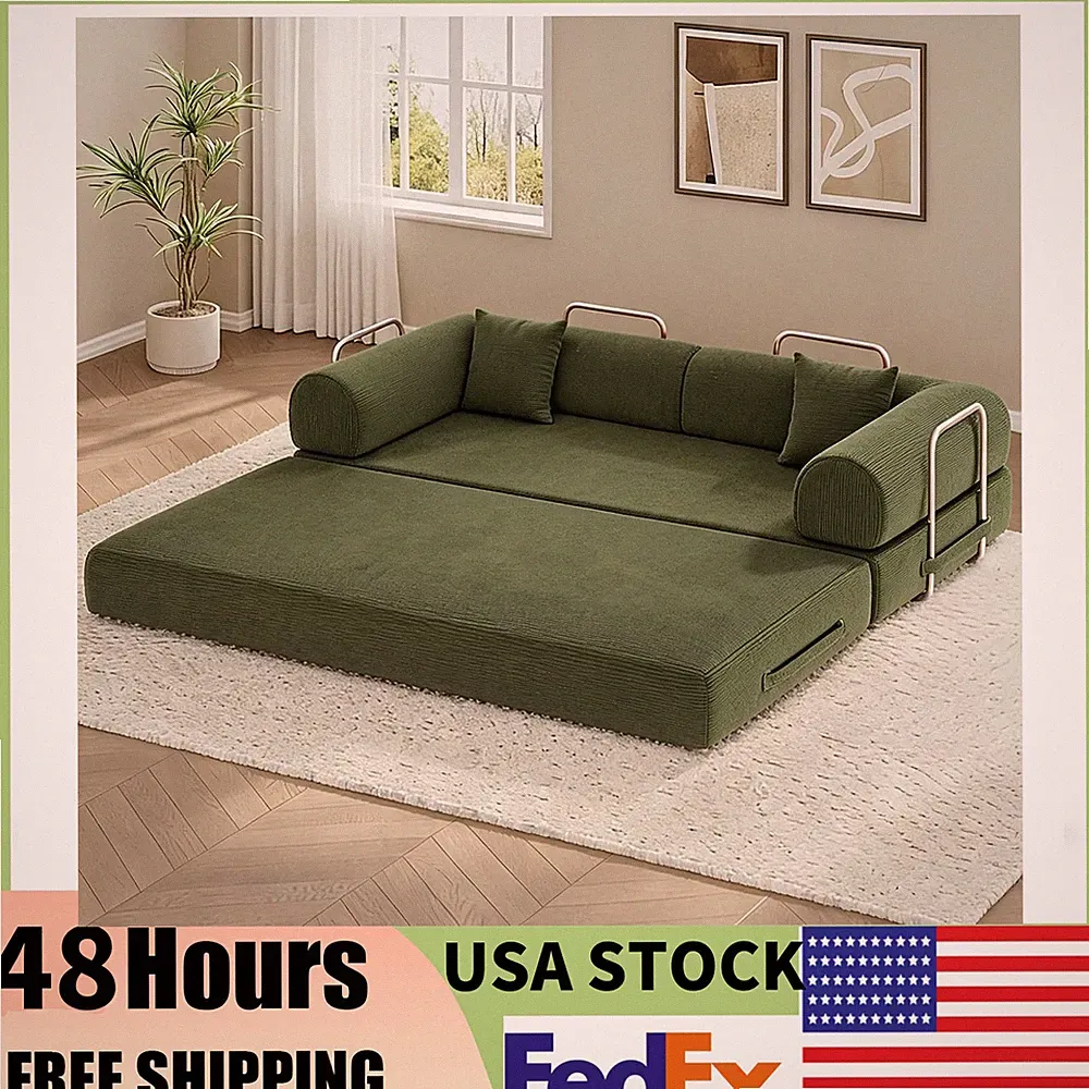 78.8" Convertible Sleeper Sofa Bed Corduroy Upholstered Modular Boneless Couch