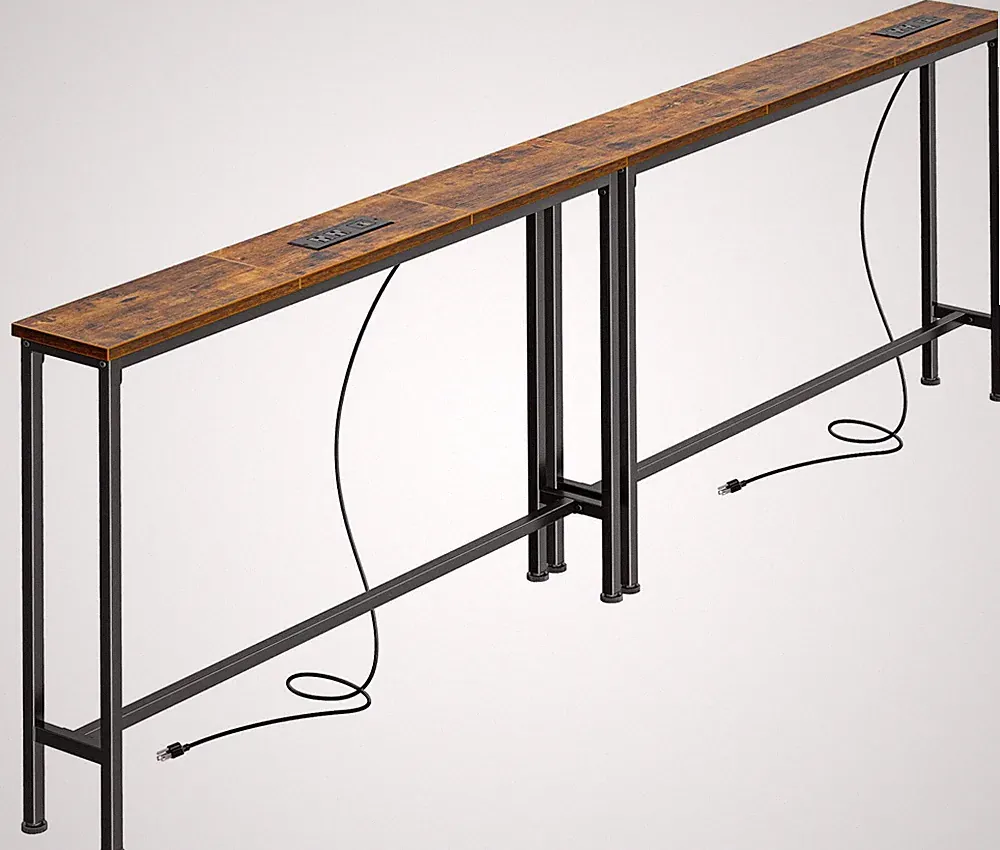 78.8 inch Narrow Behind Couch Table with 2 Charging Stations