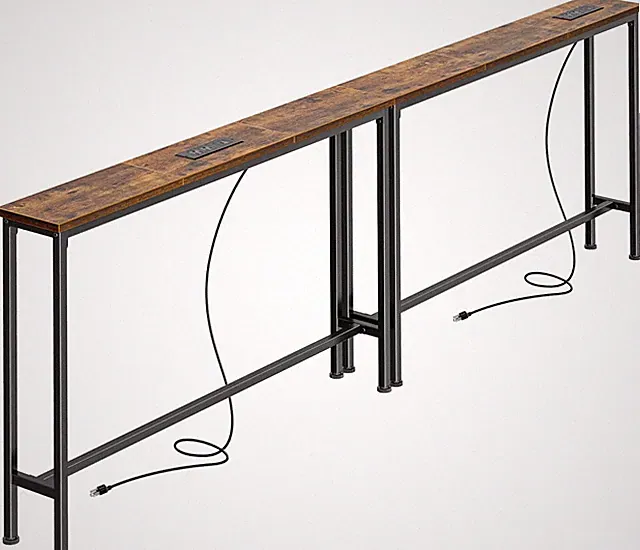 78.8 Inch Narrow behind Couch Table with 2 Charging Stations | 2 AC Outlets with