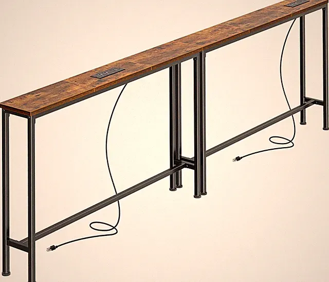 78.8 Inch Narrow behind Couch Table with 2 Charging Stations