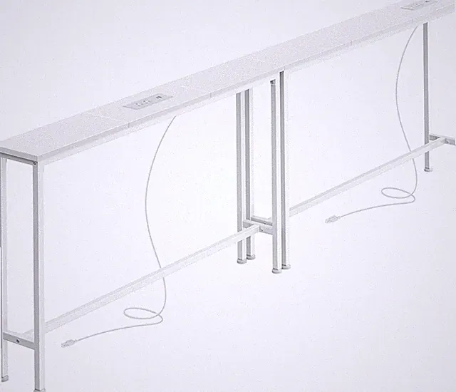 78.8 Inch Narrow behind Couch Table with 2 Charging Stations