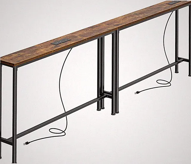 78.8 Inch Narrow Console Table with Outlet, Sofa Table Set of 2, behind Couch Ta