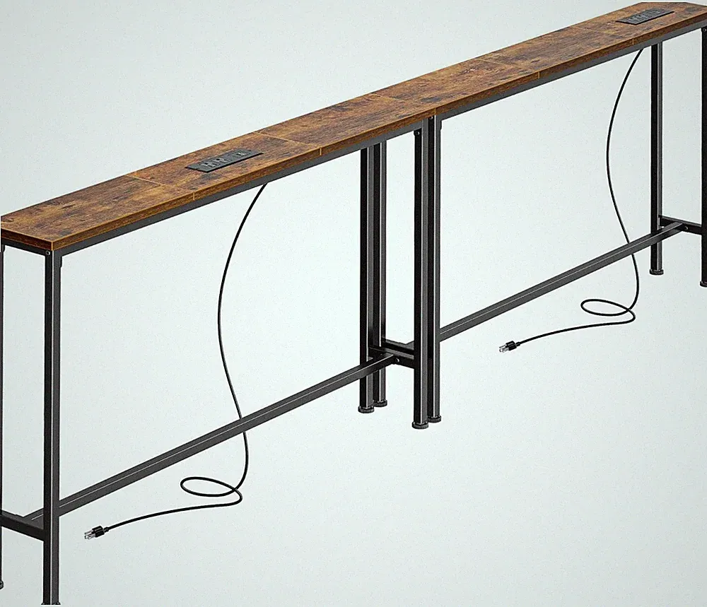 78.8 inch Narrow Console Table with Outlet, Sofa Tables, Behind Couch Table,...