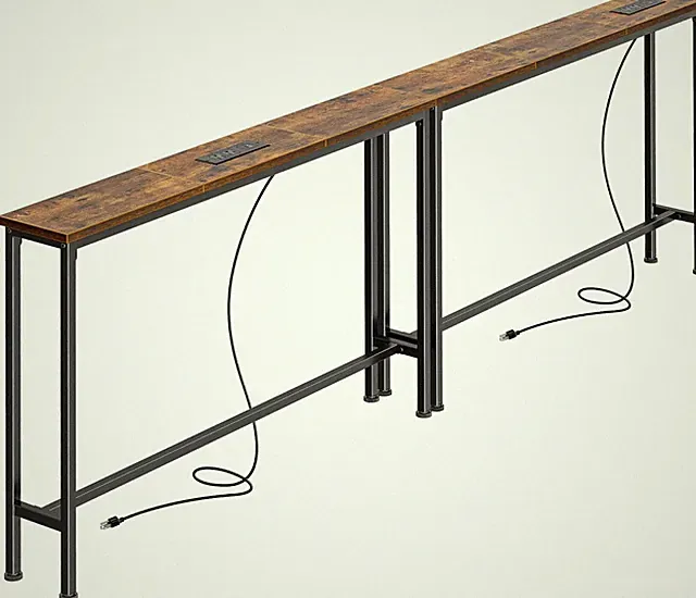 78.8 Inch Narrow Console Table with Outlet, Sofa Tables, behind Couch Table, Lon