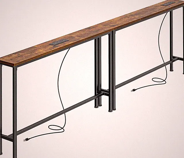 78.8 inch Narrow Console Table with Outlet, Sofa Tables, Behind Couch Table Long