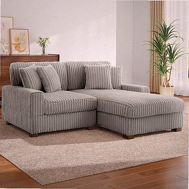 78.8" L-Shaped Modular Sectional Sofa with Chaise, Comfy Corduroy Fluffy Couch w