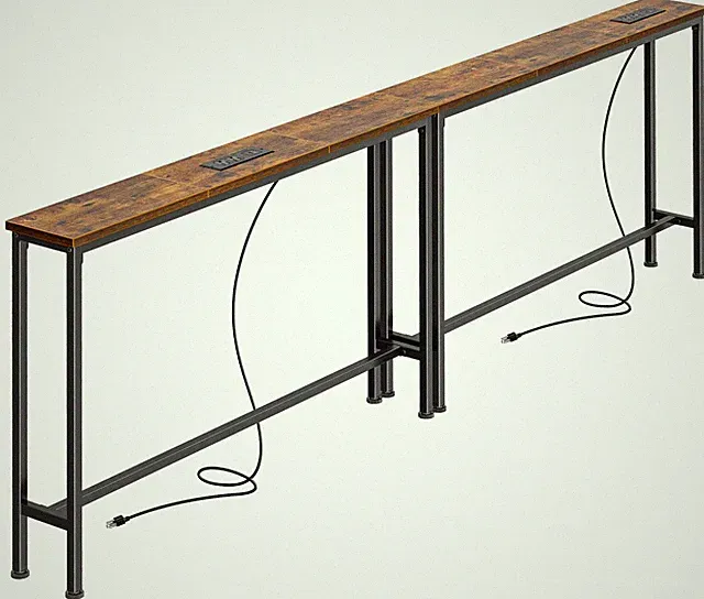 78.8" Narrow Console Table w/ 2 Charging Stations, USB-C, Behind Sofa, Rustic