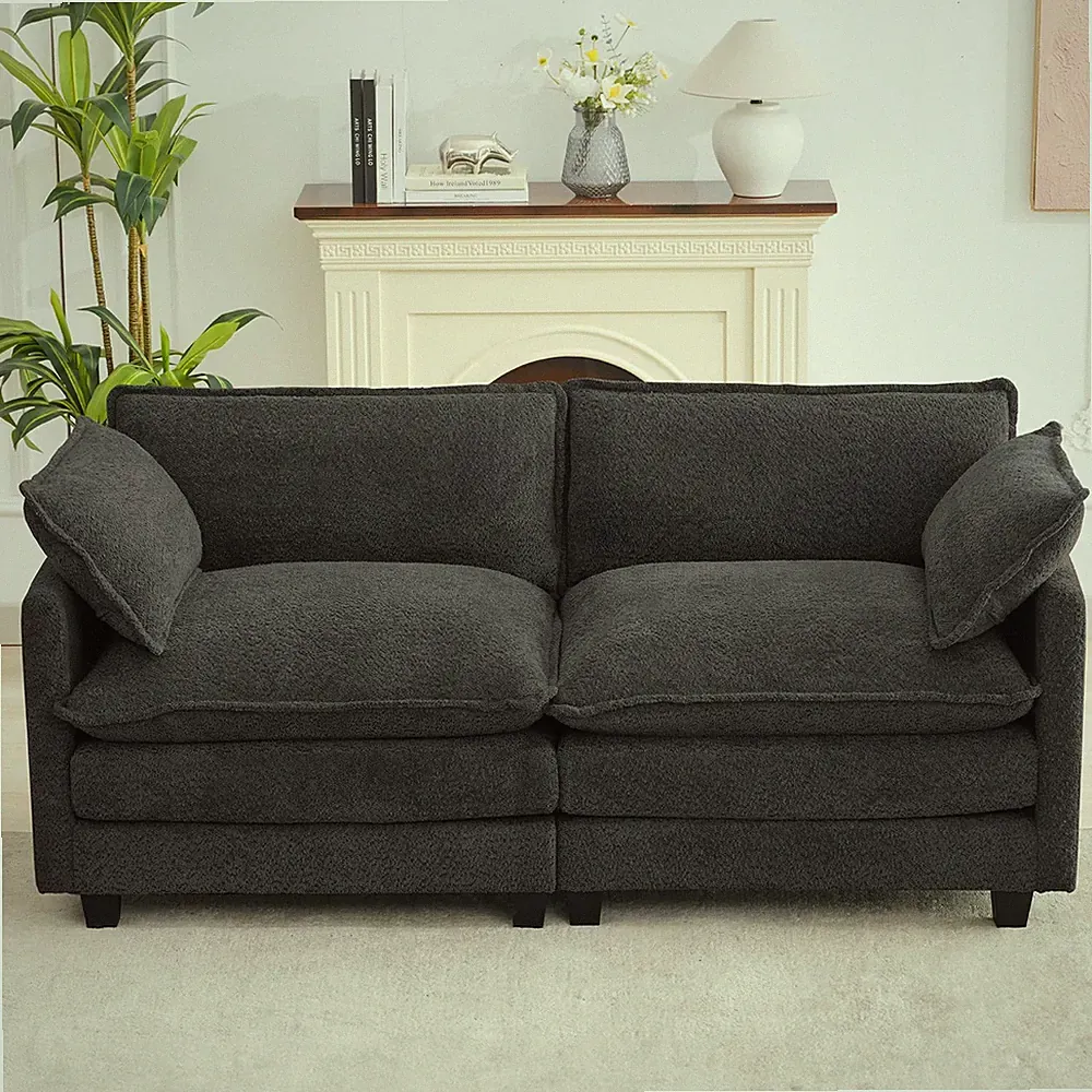 78 Cloud Loveseat Modular Sectional Deep Seat 2-Seater Chenille Dark