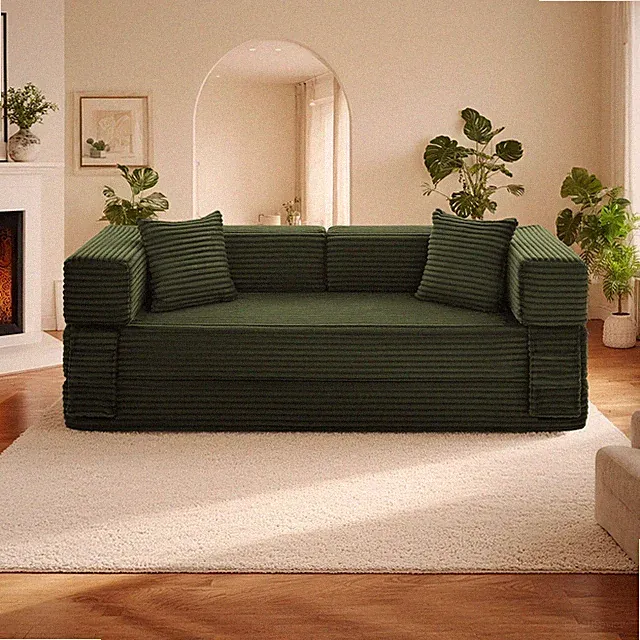 78" Folding Convertible Sofa Bed,Corduroy Sleeper Floor Couch with Pull Out Bed