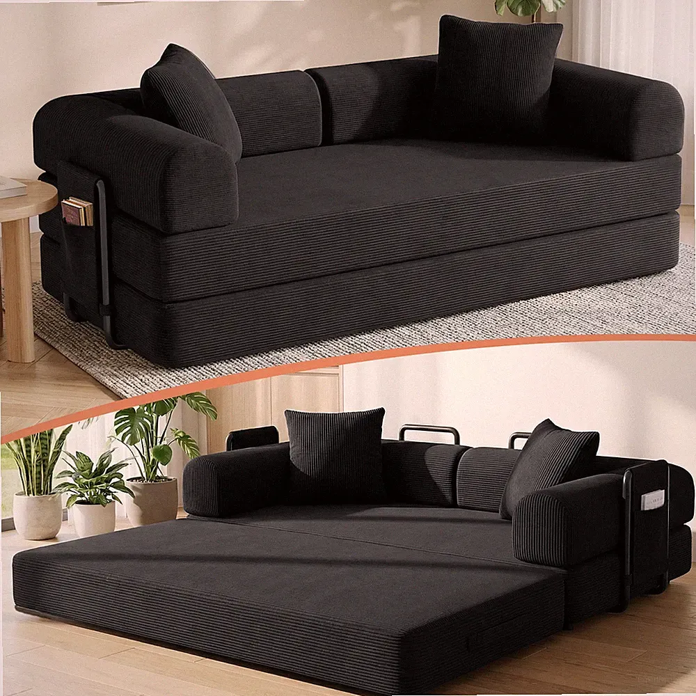 78-Inch Convertible Compression Sofa Bed–High-Density Foam