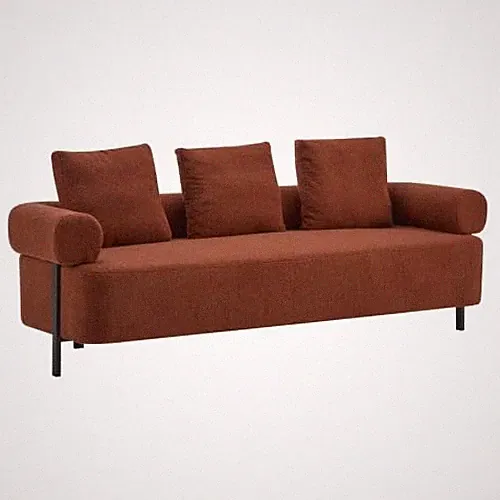 78" Modern 3-Seater Orange Upholstered Sofa Oversized Couch 3 Plush Pillows