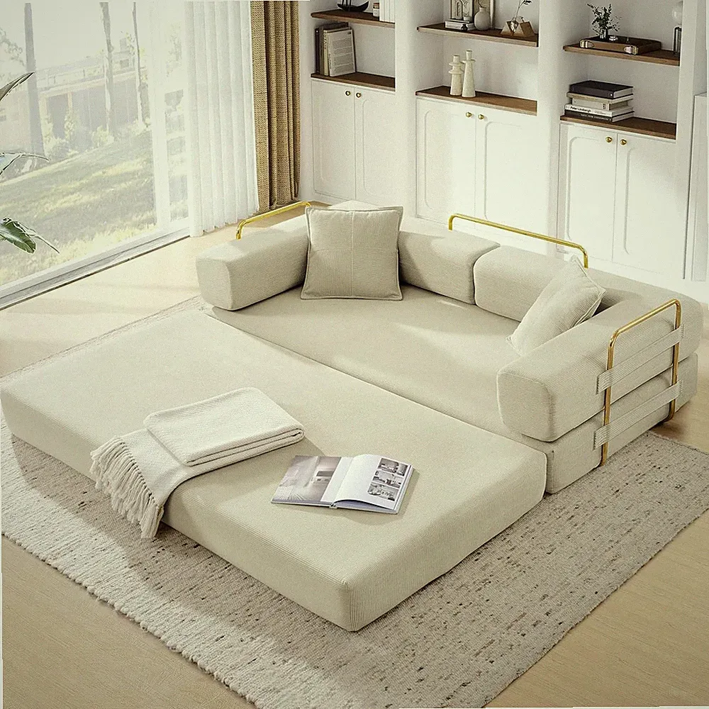 78" Modular Cloud Sofa Bed 4-in-1 with Gold Frame – Boneless Floor Couch