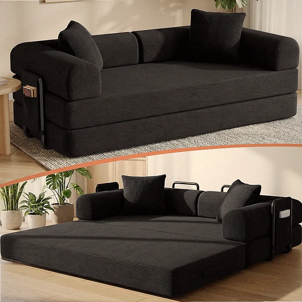 78in Convertible Sofa Bed Sleeper Boneless Couch Pull Out Bed w/ Zipper Washable